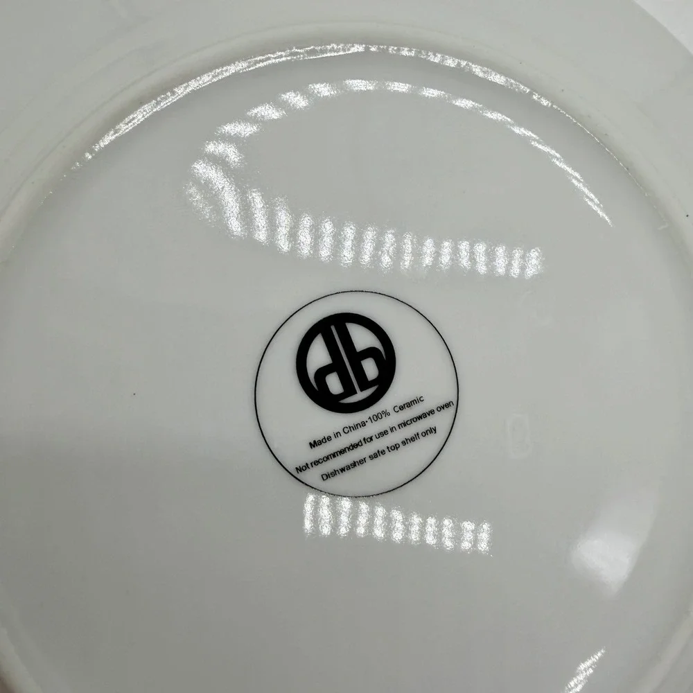 Dennis Basso 8pc Plate Set Gold White Ceramic Buffet Dessert Plates‎ New